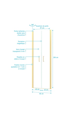 Porte de douche Saloon - Doré