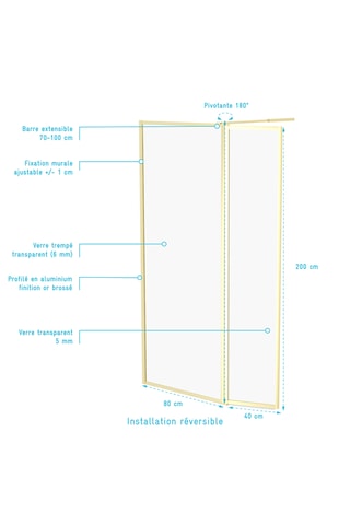 Paroi de douche Edge - Doré