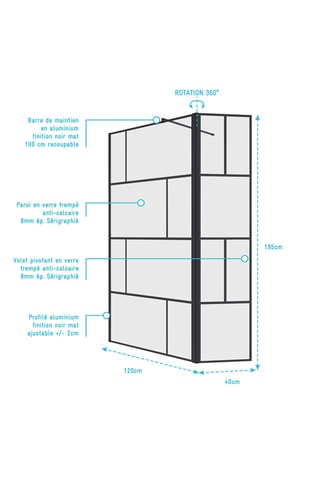 Paroi de douche Bricks - Noir