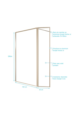 Paroi de douche Edge - Doré