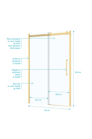 Porte de douche Rolling - Doré