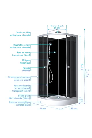 Cabine de douche Eclipse Round - 90 x 90 x 230 cm
