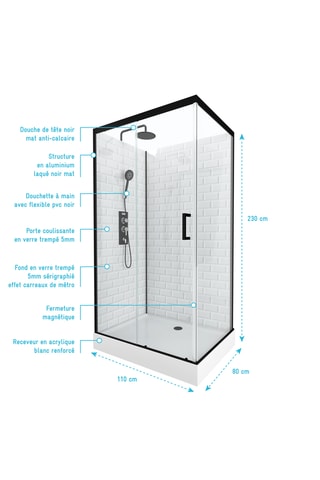 Cabine de douche Metro - 80 x 110 x 219-230 cm