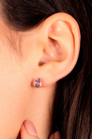 Oorbellen Gouttes étincelantes Geelgoud en Amethist