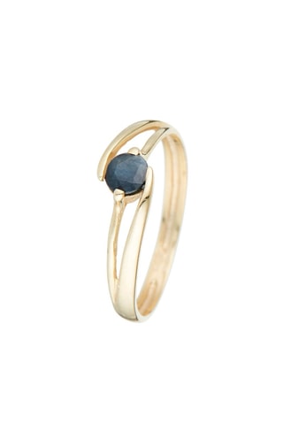 Ring Vague Solitaire Geelgoud en Saffier