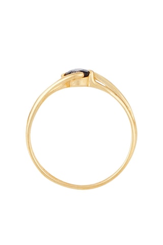 Ring Vague Solitaire Geelgoud en Saffier