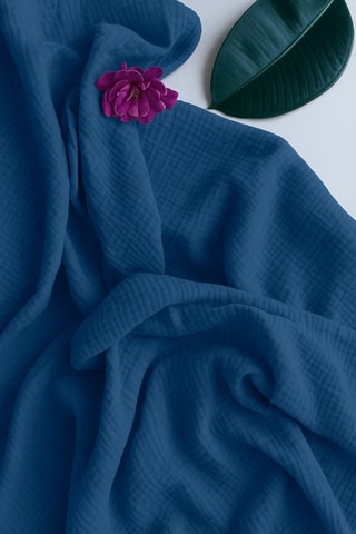 Drap-housse en gaze de coton La Sultane - Bleu