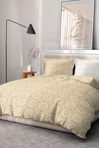 Parure de couette en coton 57 fils/cm² Milonga - Ocre et blanc