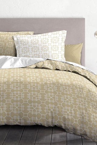 Parure de couette en coton 57 fils/cm² Milonga - Ocre et blanc