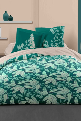 Parure de couette en coton 57 fils/cm² Manaus  - Vert et blanc
