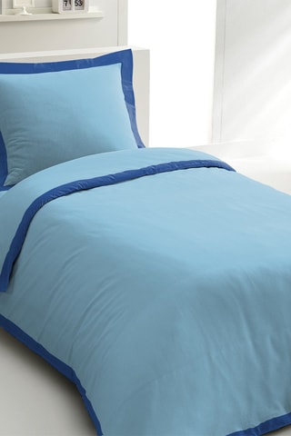Parure de couette en percale de coton 80 fils/cm² La Melomane - Bleu maya