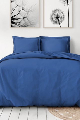 Parure de couette en percale de coton 80 fils/cm² La Partisane - Indigo