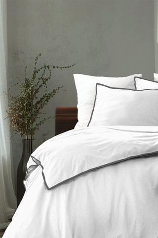 Parure de couette en percale de coton 80 fils/cm² La Tzigane - Blanc et anthracite