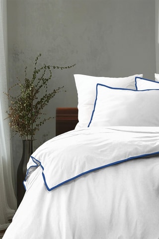 Parure de couette en percale de coton 80 fils/cm² La Tzigane - Blanc et indigo