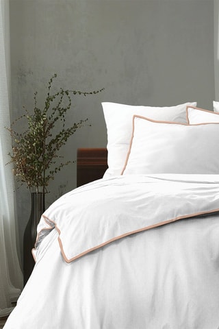 Parure de couette en percale de coton 80 fils/cm² La Tzigane - Blanc et rose