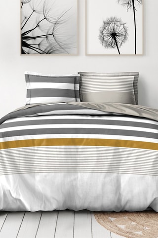 Parure de couette en percale de coton 80 fils/cm² La Courtisane - Anthracite et blanc