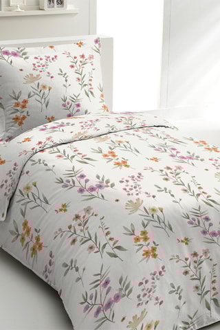 Parure de couette en percale de coton 80 fils/cm² La Flamboyante - Ecru et vert