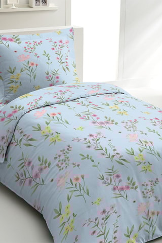 Parure de couette en percale de coton 80 fils/cm² La Flamboyante - Ciel et vert