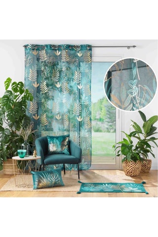 Voilage Ornella - Emeraude et doré - 140 x 280 cm