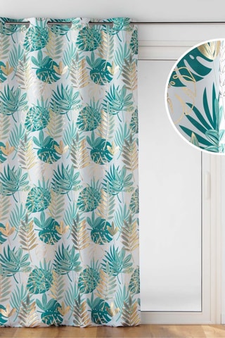 Voilage Ornella - Emeraude, blanc et doré - 140 x 280 cm