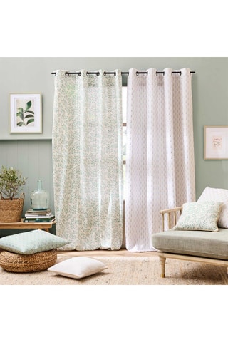 Rideau Naya - Ecru et sauge - 140 x 240 cm