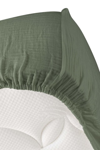 Drap-housse en gaze de coton Angelia - Kaki