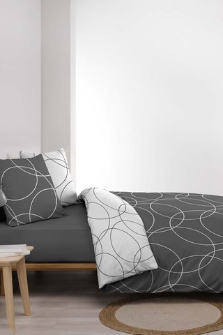 Conjunto de edredão Elton Antracite e branco