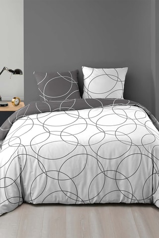 Conjunto de edredão Elton Antracite e branco