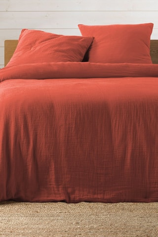 Parure de couette en coton - 57 fils/cm² Angelia - Terracotta