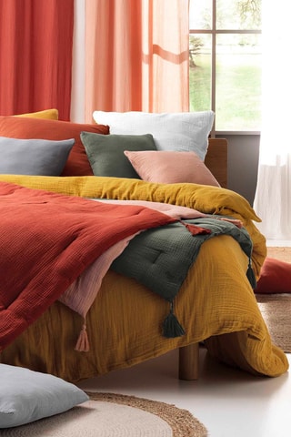 Parure de couette en coton - 57 fils/cm² Angelia - Jaune