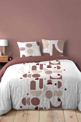 Parure de couette en coton 42 fils/cm² Chilipop  - Rose et blanc