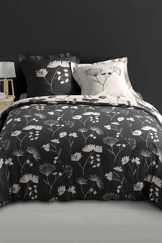 Conjunto de edredão em percal de algodão 115 g/m² Iris - Branco e preto