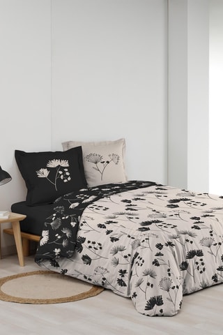 Conjunto de edredão em percal de algodão 115 g/m² Iris - Branco e preto