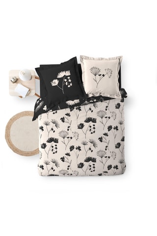 Conjunto de edredão em percal de algodão 115 g/m² Iris - Branco e preto