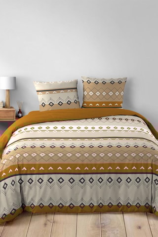 Parure de couette Xena en coton 42 fils/cm² - Marron et noir