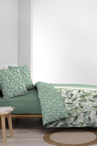 Parure de couette Eleonore en coton 42 fils/cm² - Vert et blanc