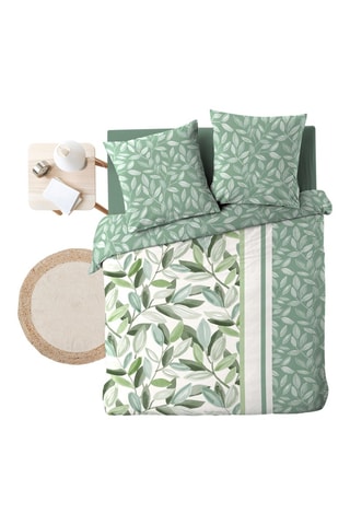 Parure de couette Eleonore en coton 42 fils/cm² - Vert et blanc