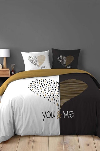 Conjunto de edredão em algodão 42 fios/cm² Miu - Branco e dourado