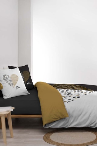 Conjunto de edredão em algodão 42 fios/cm² Miu - Branco e dourado