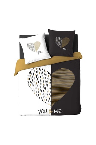 Conjunto de edredão em algodão 42 fios/cm² Miu - Branco e dourado