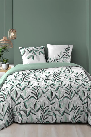 Parure de couette Eldorado en coton 105 fils/cm² - Blanc et vert