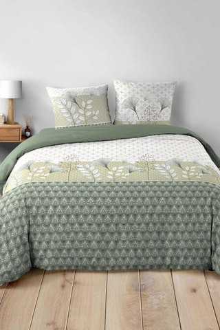 Parure de couette réversible en coton 42 fils/cm² Poetine - Vert