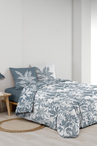 Conjunto de lençóis em algodão Hera - Cinzento e azul