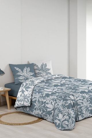 Conjunto de lençóis em algodão Hera - Cinzento e azul