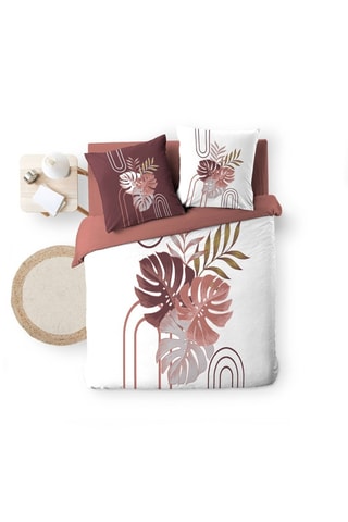 Conjunto de lençóis em algodão Astria - Terracota e branco