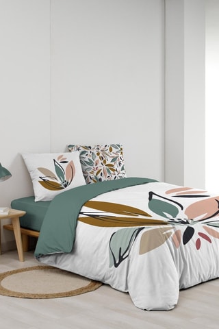 Conjunto de lençóis em algodão Octavia - Branco e verde