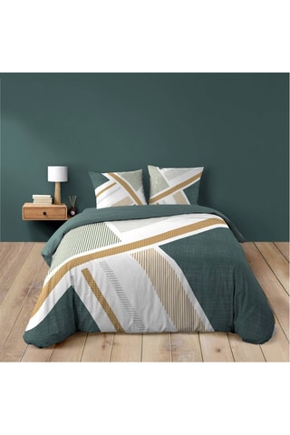 Conjunto de lençóis em algodão Zephyr - Cinzento, branco e dourado