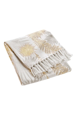 Manta Melisse - Branco, cinzento e dourado - 125 x 150 cm