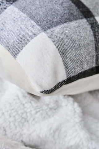 Coussin Ecossais - Anthracite et blanc - 45 x 45 cm