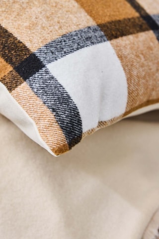 Coussin Ecossais - Camel et blanc - 45 x 45 cm